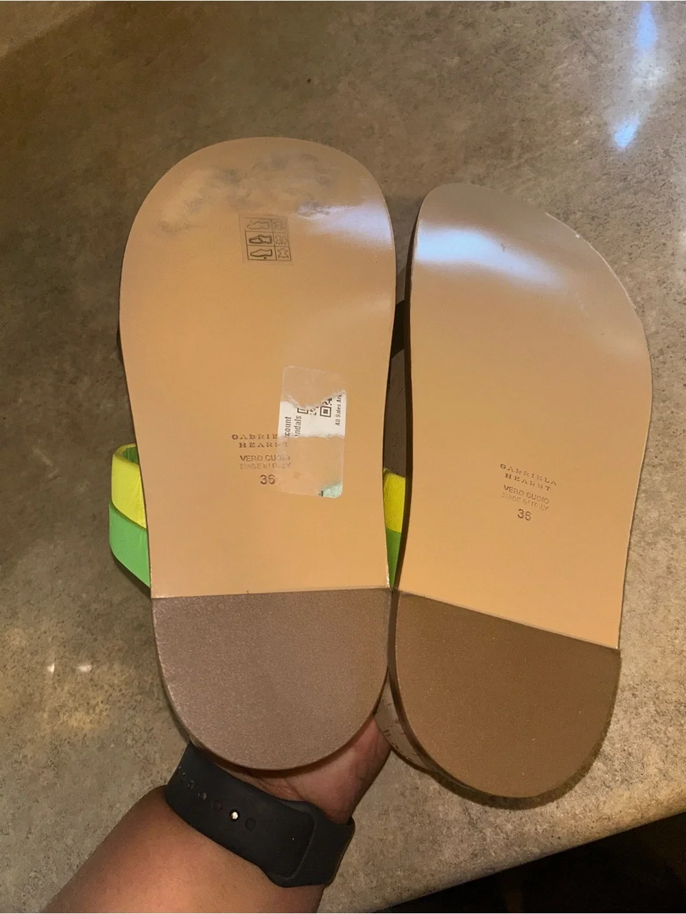 Gabriela Hearst Shoes -“Striker Leather Platform Sandals” green/tan/black/yellow
